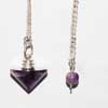 Handmade African Purple Amethyst Pendulum for Healing Pagan Metal Chain with a crystal ball at the ned is included.